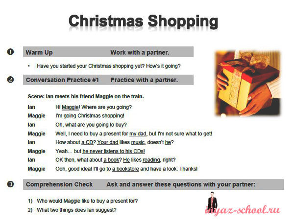 задания по английскому Christmas Shopping